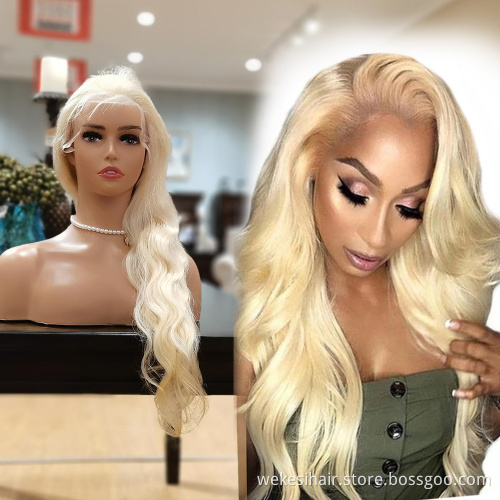 Brazilian frontal Transparent 613 blonde human hair lace front wig with baby hair,100% virgin human hair wig,hd lace frontal wig